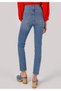 Slim Fit Mid Waist Straight Leg Women's Denim Jean Pants - 2