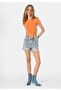 Slim Fit Round Neck Solid Women's Orange Short Sleeve T-Shirt - 3