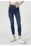 Skinny Fit High Waist Narrow Leg Cotton Women's Indigo Jean Trousers - 4