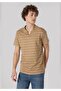 Regular Fit Round Neck Striped Men's Beige Short Sleeve T-Shirt - 4
