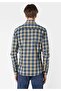 Slim Fit Shirt Neck Plaid Men's Blue Long Sleeve Shirt - 2