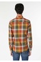 Slim Fit Shirt Neck Plaid Li Men's Yellow Long Sleeve Shirt - 2