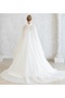 White Chiffon Kaftan-Wedding Dress with Overlay Cape-Bindalli-Chiffon Kaftan-White Kina Dress - 4