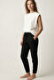 100% Cotton Compact Combed Single Jersey Women's Pajama Bottoms with Pockets Regular Fit Cuff Hem Flexible Black Anti-Sweat - 5