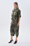 Women's Khaki Ethnic Patterned Relax Fit Elastic Waist Trousers - 3