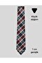 Burgundy Navy Blue Plaid Patterned 7 cm Wide Slim Tie - 3