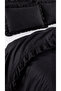 3 Piece (No Sheets) Cotton Fabric Ruffled Double Duvet Cover Set Black - 4