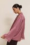 Rose Dried Satin Lace Detailed Long Sleeve Relaxed Cut Blouse - 4