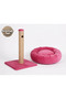Pink Set of 2 - Scratching Board and Fleece Bagel Cat Bed - 2
