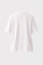 White Oversize Crew Neck Printed Women's T-Shirt with Charm Detail - 3