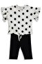 Polka Dot Printed Patchwork 6-18 Months Set - Ecru