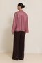 Rose Dried Satin Lace Detailed Long Sleeve Relaxed Cut Blouse - 5