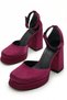 Women's Burgundy Satin Platform Heeled Shoes, Wedding Dress Shoes (the Molds Are Half a Size Larger.) - 6