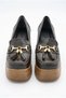 Women's Thick Platform Heeled Elegant Tassel Buckle Closed Toe Bitter Brown Loafer Moccasin Shoes - 8