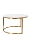Modern Ceramic Nesting Coffee Table Set with Gold Metal Frame – Round Marble Look Tables 70 & 50 cm - 5