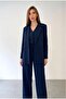 Limited Edition Women's Jacket Vest Palazzo Pants Navy Blue 3-Piece Set – Office & Stylish Combination - 2
