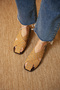 Women's Tan Flat Sole Sandals Cross-Strapped Metal Trop Detailed Ankle Strap Buckled Dorve - 4