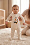 Baby Boy Booties Jumpsuit Pilot Giraffe Printed Snap Fastener Ecru Bodysuit Jumpsuit 5368