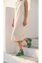 Green High Side Buckle Single Strap Open Front Skin Summer Women's Wedge Sole Sandals Shoes - 3