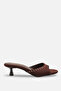 Halivelle Brown Nubuck Women's Stylish New Season Pointed Toe Studded Detailed Comfortable Thin Short Kitten Heeled Slippers - 2