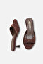 Halivelle Brown Nubuck Women's Stylish New Season Pointed Toe Studded Detailed Comfortable Thin Short Kitten Heeled Slippers - 4