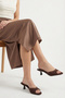Halivelle Brown Nubuck Women's Stylish New Season Pointed Toe Studded Detailed Comfortable Thin Short Kitten Heeled Slippers - 7