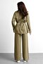 Women's Loose Button-Hem Blouse and Pants Set - 8