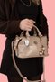 Women's Cream Shiny Patent Leather Star Charm Detailed Hand and Shoulder Strap Bag - 4