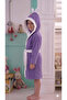 Cute Rabbit Ears Children's Bathrobe in Renga Color - Absorbent Cotton Boucle Towel - 2