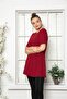 Women's Burgundy Short Sleeve Cotton Crew Neck Combed Cotton Tunic Slm04 - 2