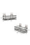 Adhesive Bathroom Organizer 2 Pieces Bathroom Shelf Shampoo Holder Soap Dish Matte Black Shower Hanger Rack - 3