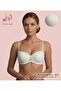 3-Piece Strapless Lace Silicone Padded Red Push-Up Bra - 5