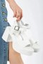 Women's White Faux Leather Skin Single Strap Soft Sole and Thick Comfortable Sole Summer Sandals - 2