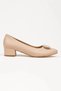 Women's Nude Faux Leather Skin 3 cm Short Thick Heels Stylish Buckle Detailed Comfortable Stiletto and Bag Combination - 5