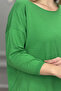 Women's Green Boat Neck Stretch Fabric % 100 Cotton Yarn Fine Knit Blouse - 4