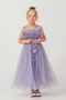 Girl's Robe Layered Special Occasion Evening Dress Mnk0475 Lila - 3
