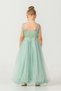 Girl's Robe Layered Special Occasion Evening Dress Mnk0475 Green - 4