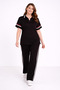 Women's Plus Size Black, Piping Detailed, Pocketed Tracksuit Set 65N39446 - 4