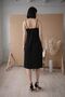 Black Viscose Combed Cotton - Comfortable Summer Dress with Thin Straps - 4