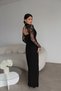 Sheer Lace Detailed Maxi Long Length Premium Black Dress - 5