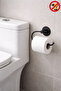 Round Adhesive Black Open Toilet Paper Holder Wc Paper Holder