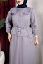 New Season Suit Set with Allerli Hijab on the Front, Top and Bottom Set with Skirt - Anthracite - 3