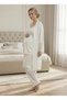 Women's Ecru Lace Piece 3-Piece Maternity Pajama Set with Dressing Gown - 7