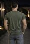 Men's Oval Collar T-Shirt Open Collar Lycra Slim Fit T-shirt Khaki Vr111 - 3