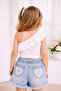 Girl's 2-Piece Ruffled One Shoulder Crop Set - Girl's One Shoulder Ruffled Ribbed Crop Top Badi Blouse - 4