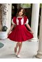 Red Girls' Dress Set with No-Stick Bow Accessory (Design) - 3