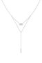 Baguette Chain Design Necklace – Stainless Steel Silver with Zircon Stones