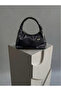 Black Women's Shoulder and Hand Bag with Strap - 6