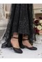 Girl's Black Silvery Square Heel Evening Dress Stylish Shoes - 2