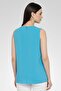 Women Round Neck Sleeveless Plain Top, Blue - 4